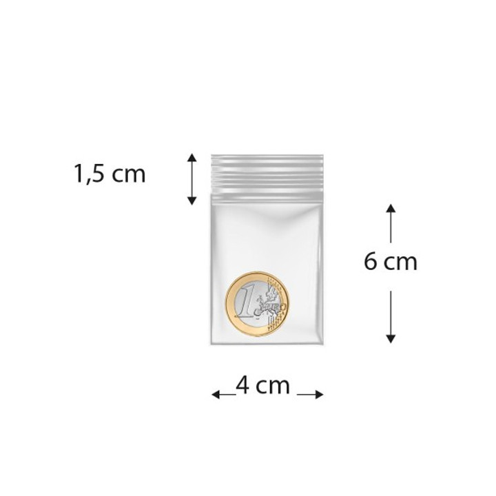 Plastic Zip Bag Seal top 4x6cm G-200 (100 Units)