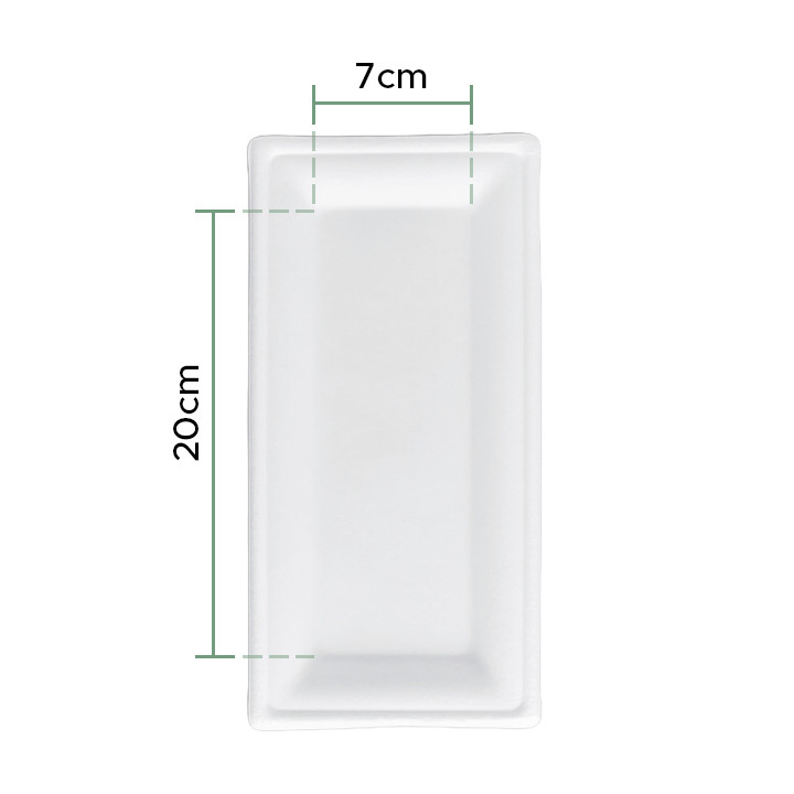 Sugarcane Tray Bagasse White 25,5x12,7 cm (50 Units) 
