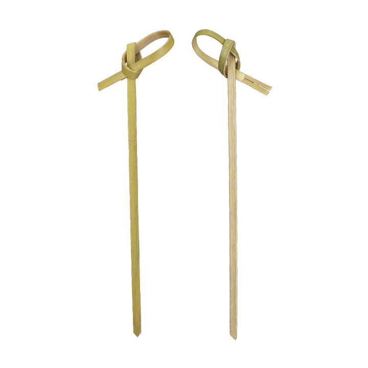 Bamboo Food Pick Bow Design Natural Green 10cm (1.200 Units)