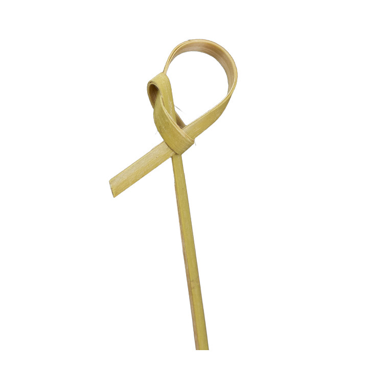Bamboo Food Pick Bow Design Natural Green 10cm (1.200 Units)