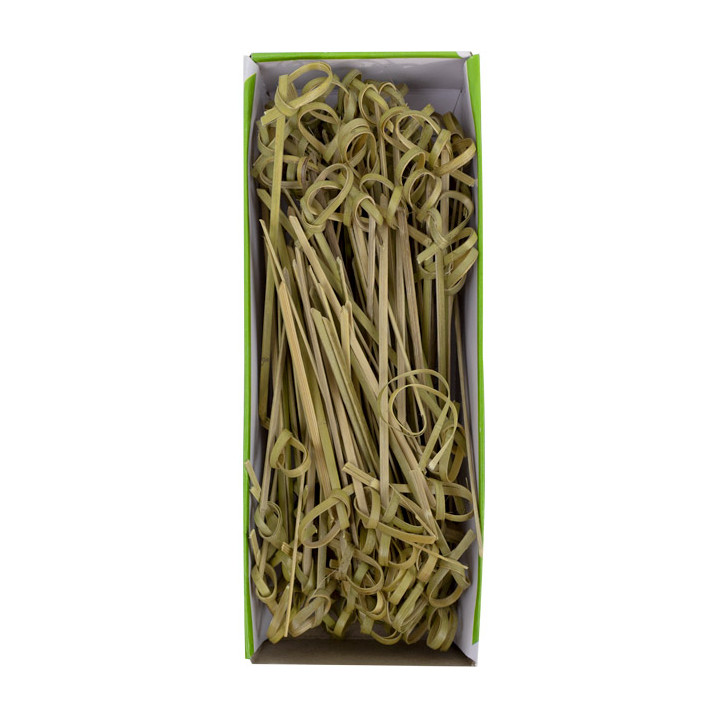 Bamboo Food Pick Bow Design Natural Green 10cm (1.200 Units)