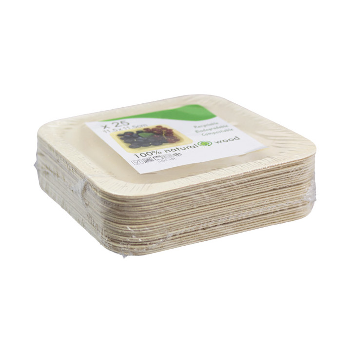 Wooden Plate Square Shape 11,5x11,5cm (25 Units) 