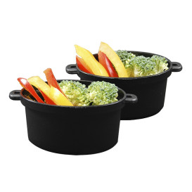 Serving Pot with Lid PP Black 7,5x6,5cm 60ml (10 Units)