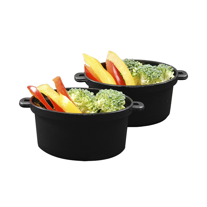 Serving Pot with Lid PP Black 7,5x6,5cm 60ml (10 Units)