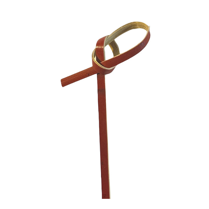 Bamboo Food Pick Bow Design Red 10cm (250 Units)  
