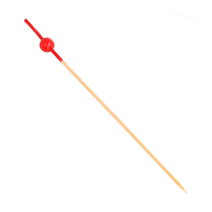 Bamboo Food Pick Red Ball Head Design 12cm (100 Units)  