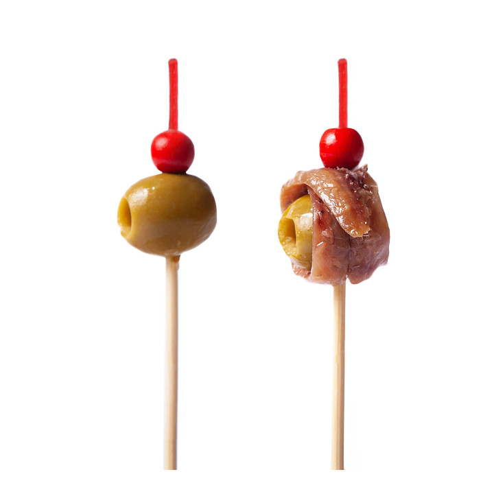 Bamboo Food Pick Red Ball Head Design 12cm (2.000 Units)