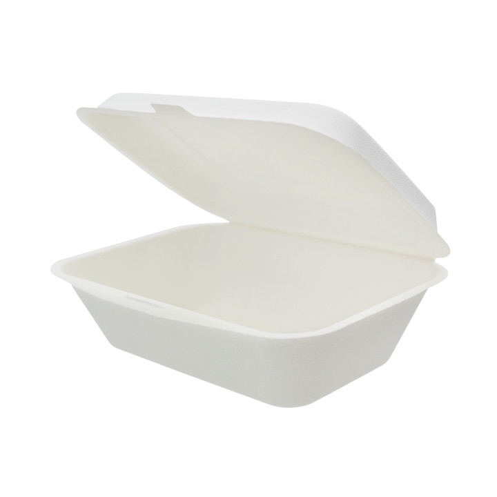 Sugarcane Hinged Container "Menu Box" White 180x125x70mm (50 Units) 