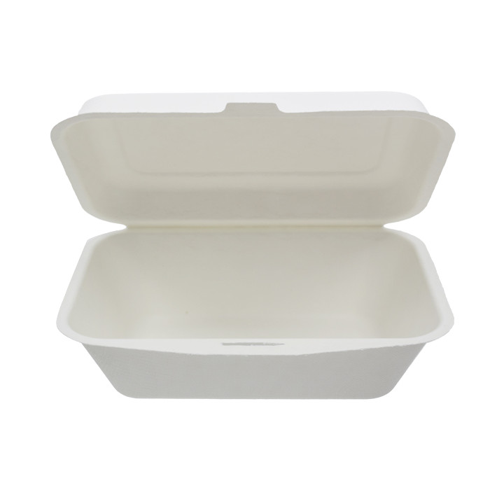 Sugarcane Hinged Container "Menu Box" White 180x125x70mm (50 Units) 