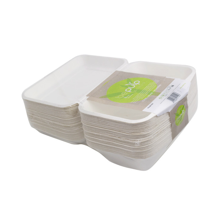Sugarcane Hinged Container "Menu Box" White 180x125x70mm (50 Units) 