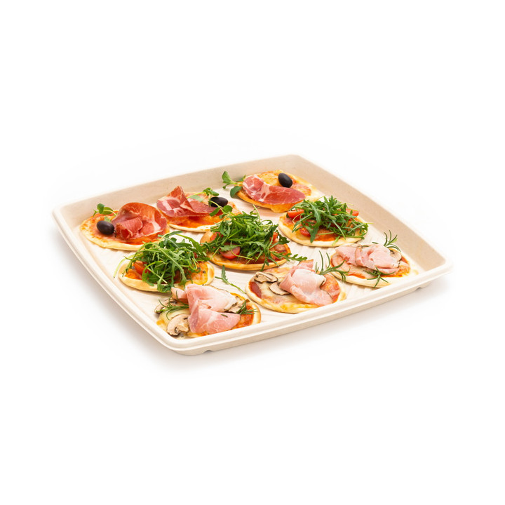 Natural Sugarcane Square Tray 27x27cm (25 Units)