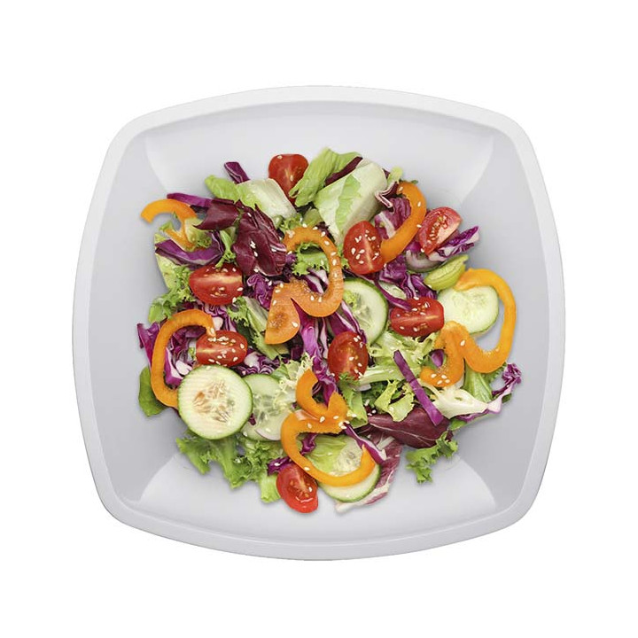 Reusable Hard Plate Flat White Square shape PP 23cm (25 Units) 