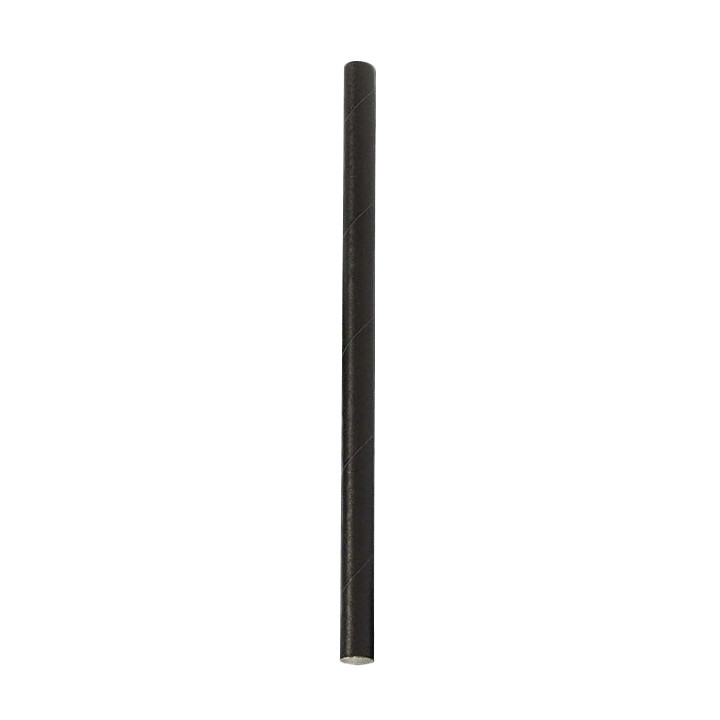 Paper Straw Straight Black Ø0,8cm 14cm (100 Units) 