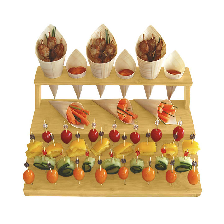 Bamboo Food Skewers and Cones Holder 29x35,5x11,5cm (1 Unit) 