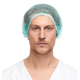 Disposable Bouffant Cap Accordion PP Green 2 Gums Ø53cm (100 Units)  