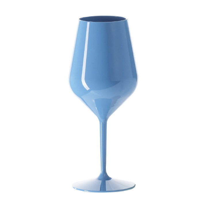 Reusable Glass Wine Tritan Blue 470ml (6 Units)