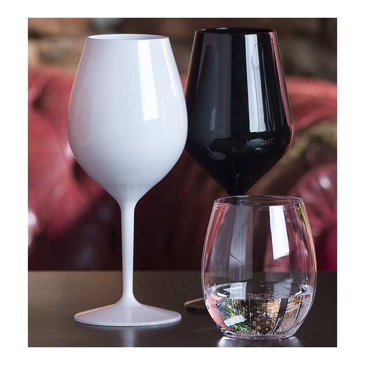 Reusable Plastic Glass Wine "Tritan" Black 510ml (6 Units)