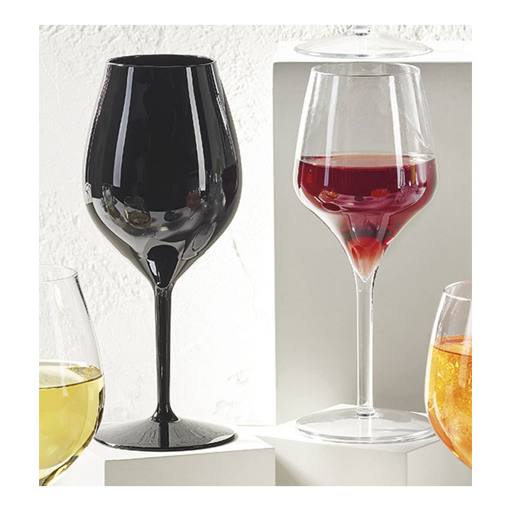 Reusable Plastic Glass Wine "Tritan" Black 510ml (6 Units)