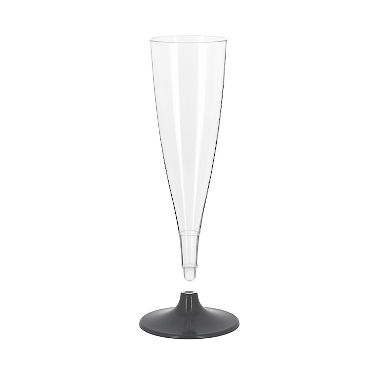 Reusable Durable PS Champagne Flute Anthracite Foot Cava 140ml 2-P (48 Units)