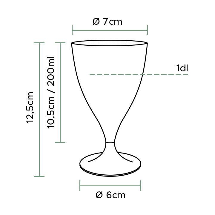 Plastic Stemmed Glass Wine Clear 200ml 2P (20 Units)