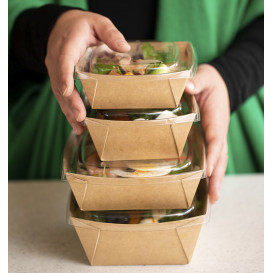 Rectangle Lid rPET for Salad Bowl 19x16cm (300 Units)