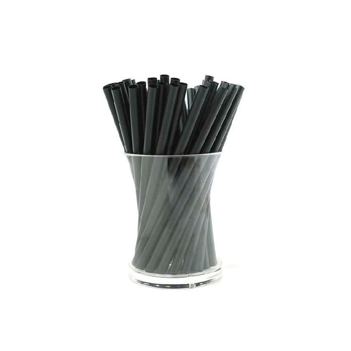 Plastic Straw for Cocktail or Mojito PS Straight Black Ø0,6cm 13cm (500 Units) 