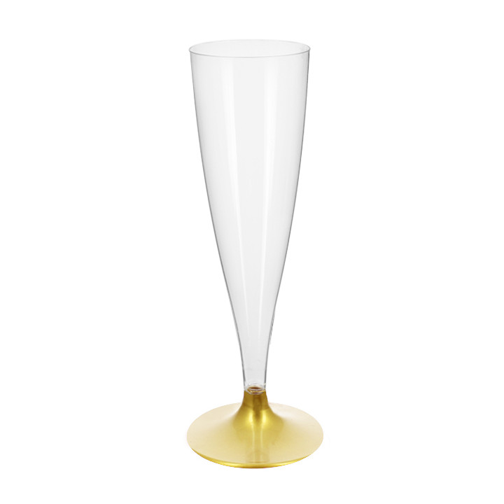 Reusable PS Champagne Flute Gold Foot Cava 140ml 2-P (400 Units)