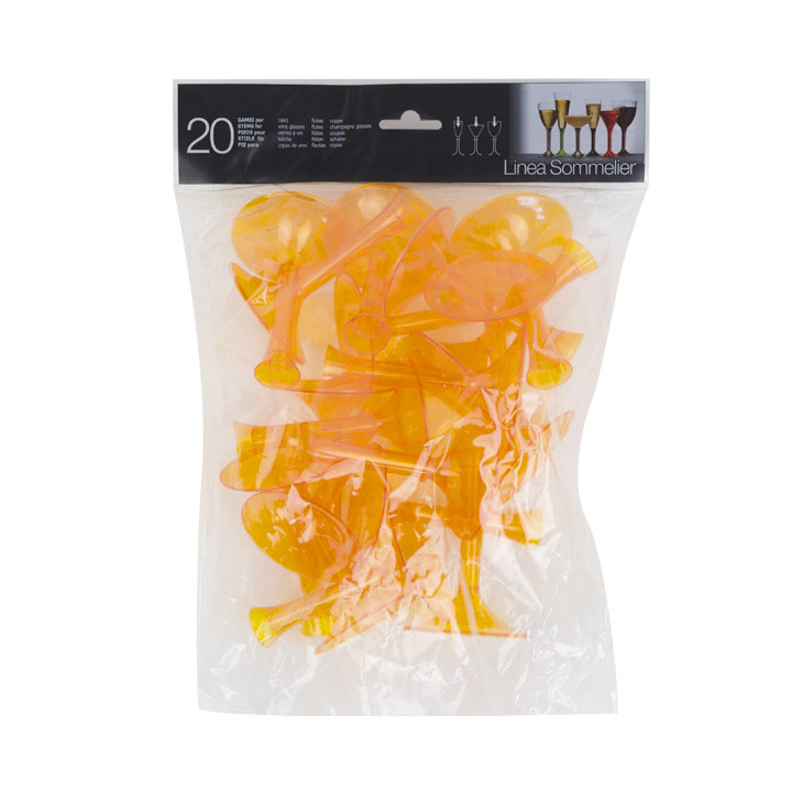 Plastic Stemmed Glass Wine Orange Clear Removable Stem 180ml (200 Units)