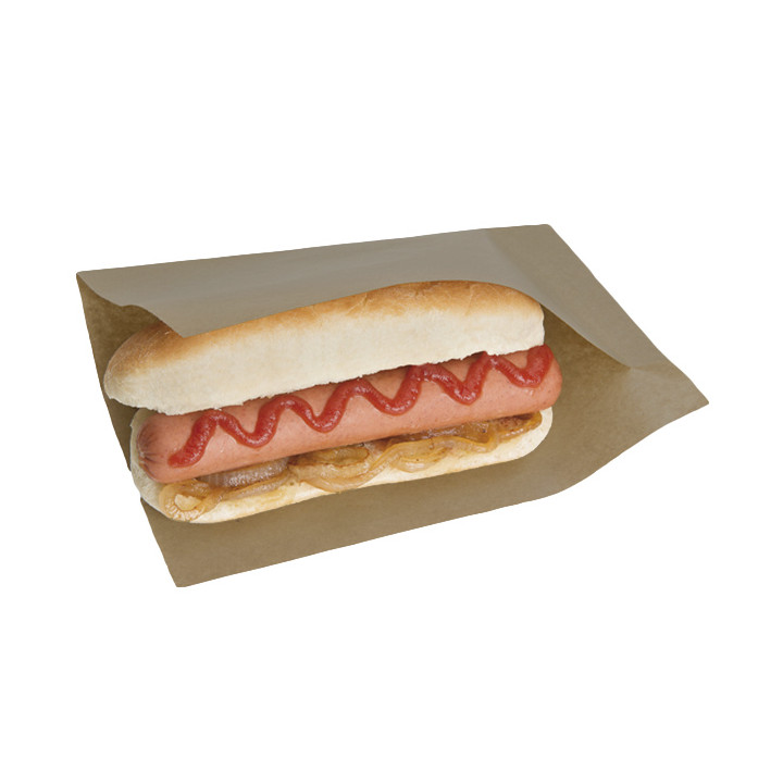 Paper Bag Grease-Proof Opened 20x13/10cm Natural (100 Units)