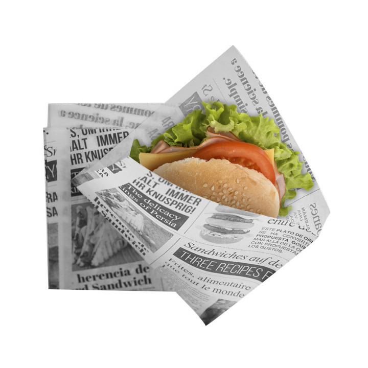 Paper Food Bag Grease-Proof Opened 2L "News" 15x16cm (250 Units)  
