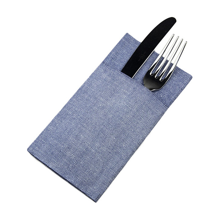 Pocket Fold Paper Napkins Vaquero Blue 40x40cm (30 units) 
