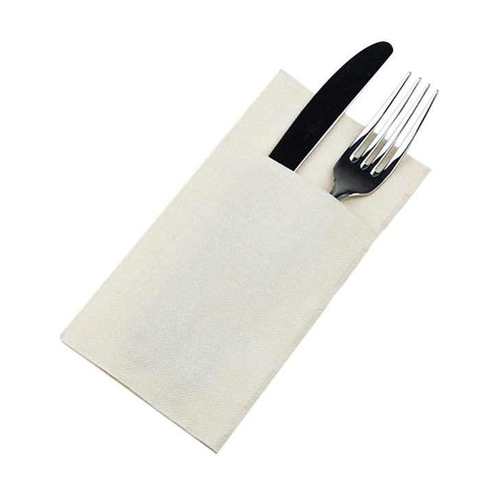 Pocket Fold Paper Napkins Vaquero Cream 40x40cm (30 units) 