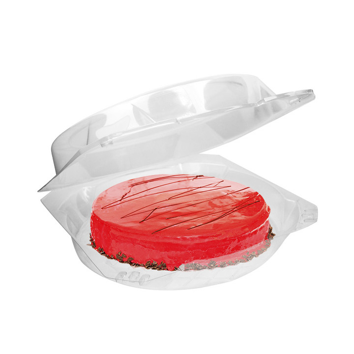 Plastic Hinged Bakery Container PET Ø27x8cm (100 Units)
