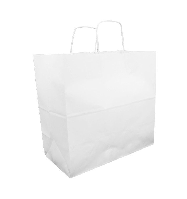 Paper Bag with Handle White 35+15x30cm (250 Units)