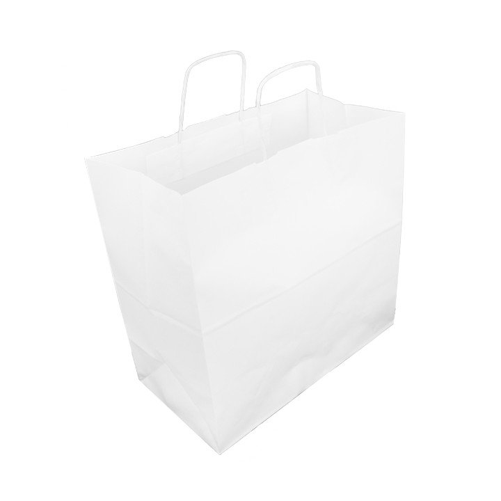 Paper Bag with Handle White 35+15x30cm (250 Units)