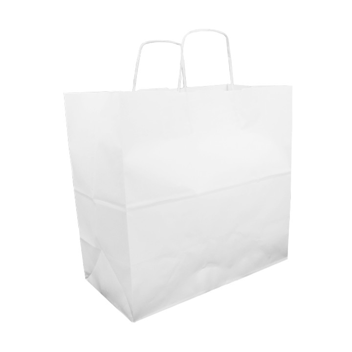 Paper Bag with Handle White 35+15x30cm (25 Units)