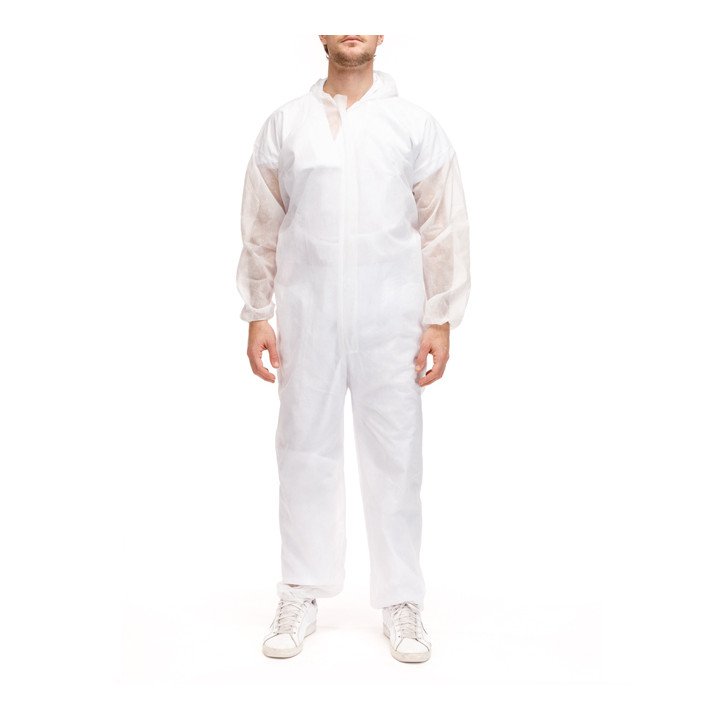 Disposable Plastic Coverall "TST" PP Hood Zipper 35g Size L (1 Unit) 