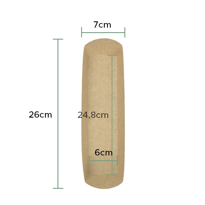 Kraft Baguette Tray 500ml 24,8x6cm (500 Uds)