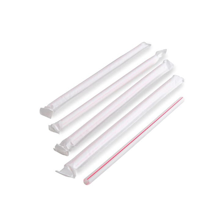 Plastic Straw Flexible PS Paper wrapped Striped Ø0,5cm 23cm (250 Units)