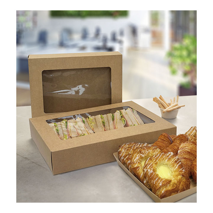 Kraft Platter Box with Window 41,9x26,7x7,1cm (50 Units)