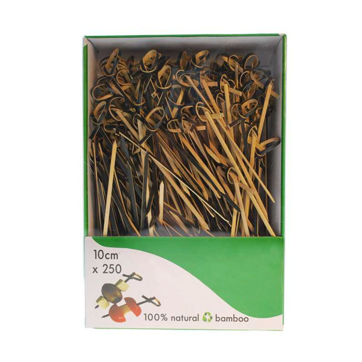 Bamboo Bow Skewer Black 10cm in box (250 Units)  