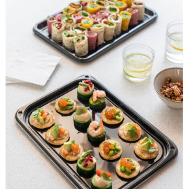 Plastic Tray Rectangular Shape Black 35X24 cm (10 Units) 