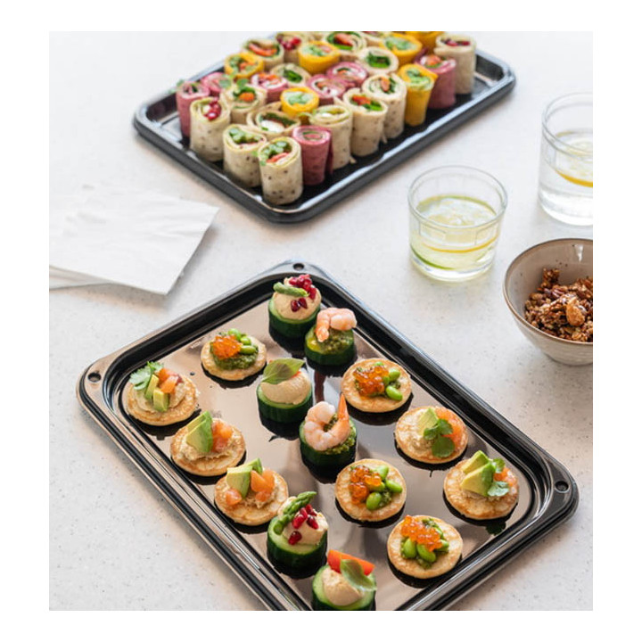 Plastic Tray Rectangular Shape Black 35X24 cm (10 Units) 