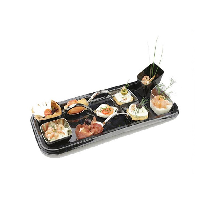 Plastic Platter Rectangular Shape Marble 35X16 cm (5 Units) 