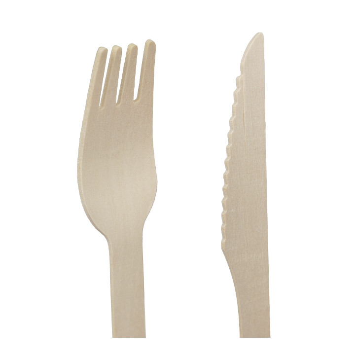 Wooden Cutlery Kit Fork, Knife Spoon (50 Units)