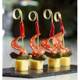 Bamboo Food Pick with Ripple Handle Design 9cm (1.000 Units)