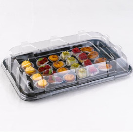 Plastic Tray Rectangular Shape Marble 35X24 cm (50 Uds)