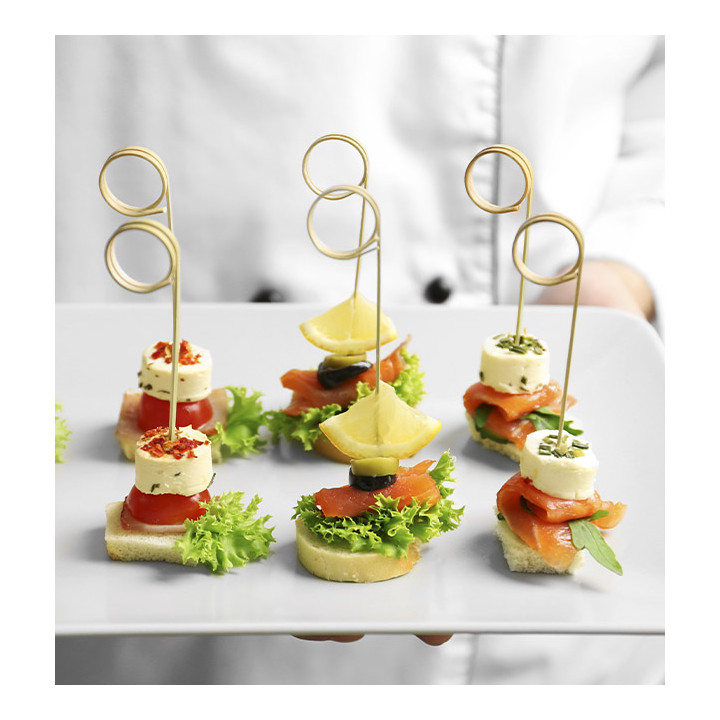 Bamboo Food Pick with Ripple Handle Design 9cm (100 Units)  