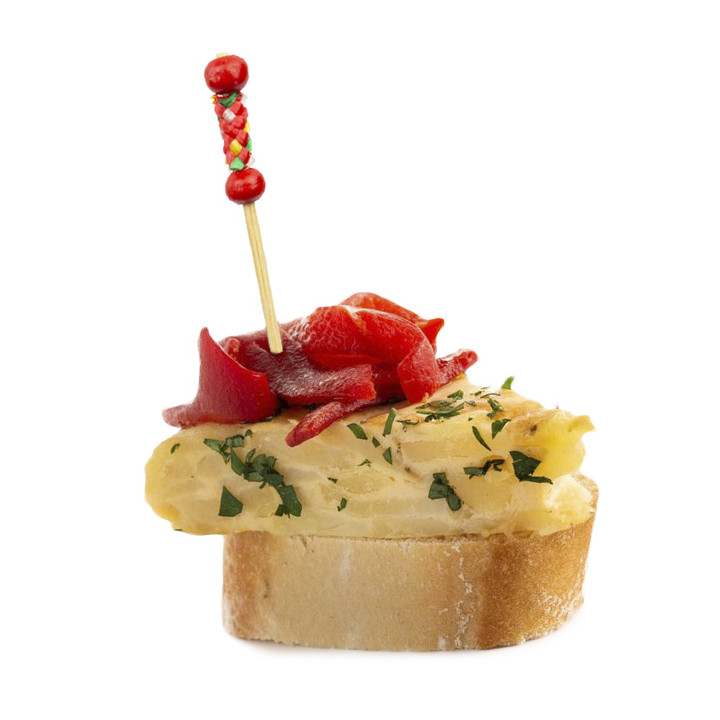Bamboo Food Pick Yellow and Red Design 12cm (1.200 Units)