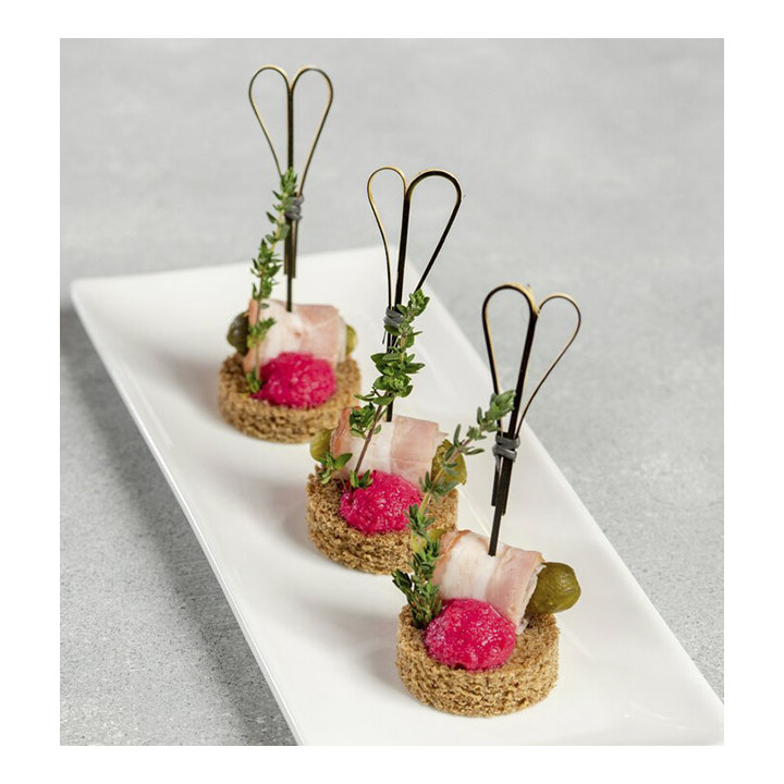 Bamboo Food Pick "Cuore" Design Black 18cm (5000 Units)